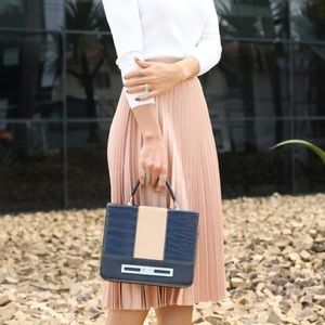 ZARA Blush Pleated Midi Skirt (S)
